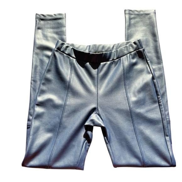 Generation Love Vegan Faux Leather Blue Stretch Leggings Size XXS - Picture 3 of 10